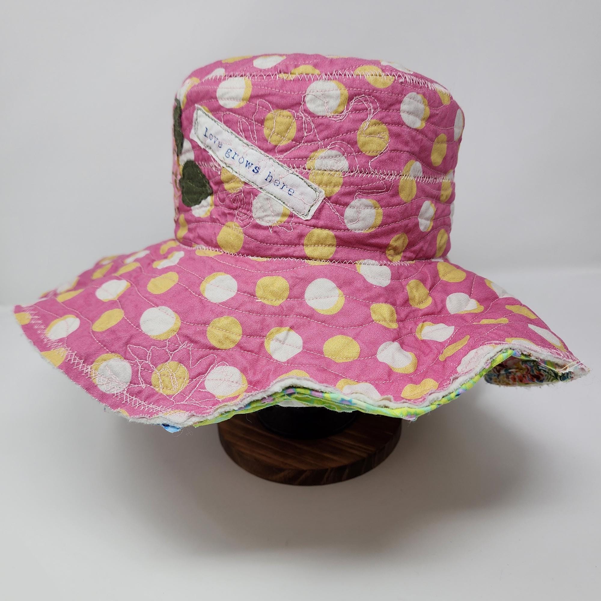 Funky Reversible Hat, Festival Hat, Shabby Chic Crazy Hat, Crazy Hat Lady, Handmade Cotton Hat, Quilted Hat, Gift For Women, Sun Hat