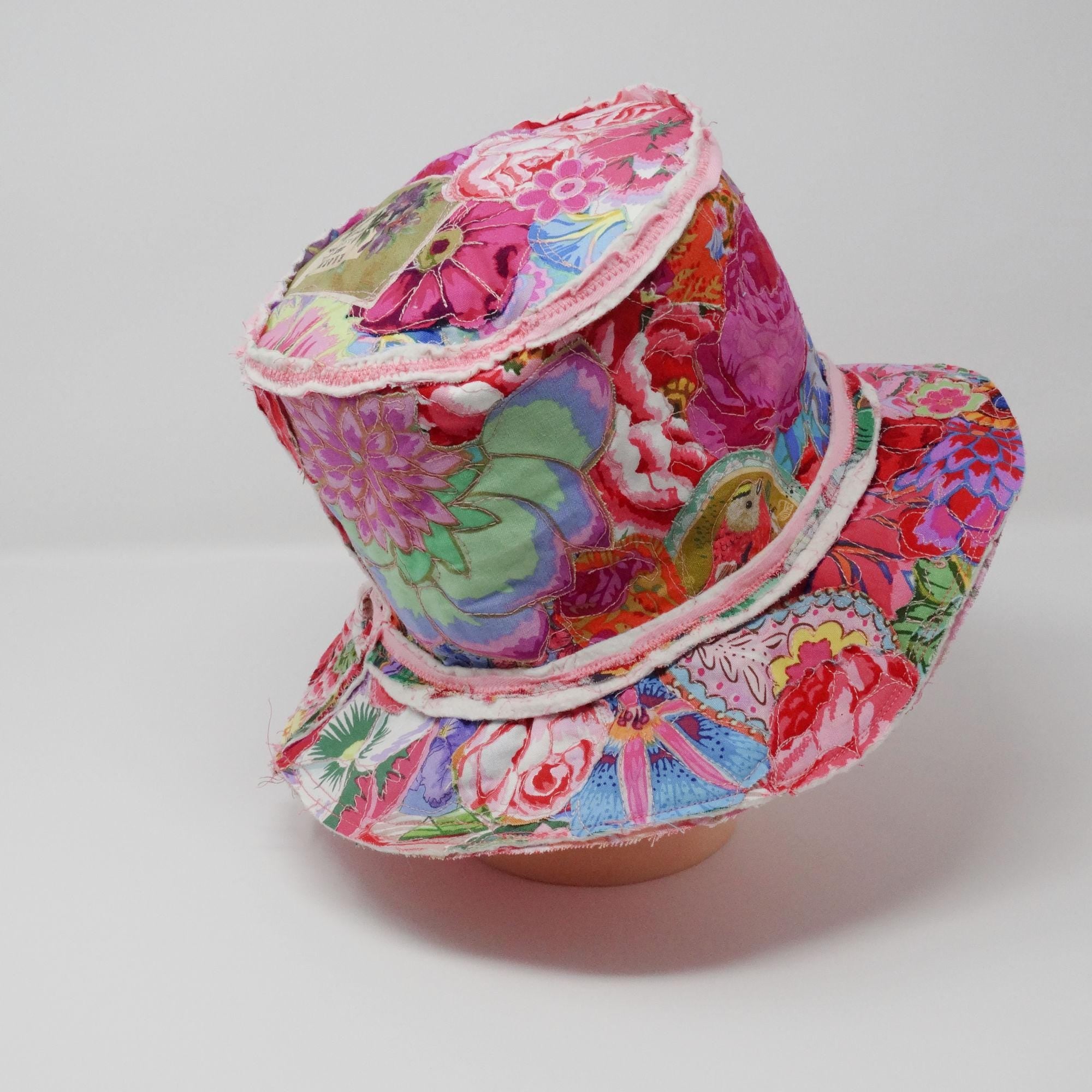 Funky Collage Hat, Festival Hat, Shabby Chic Crazy Hat, Crazy Hat Lady, Handmade Cotton Hat, Quilted Hat, Gift For Women, Sun Hat