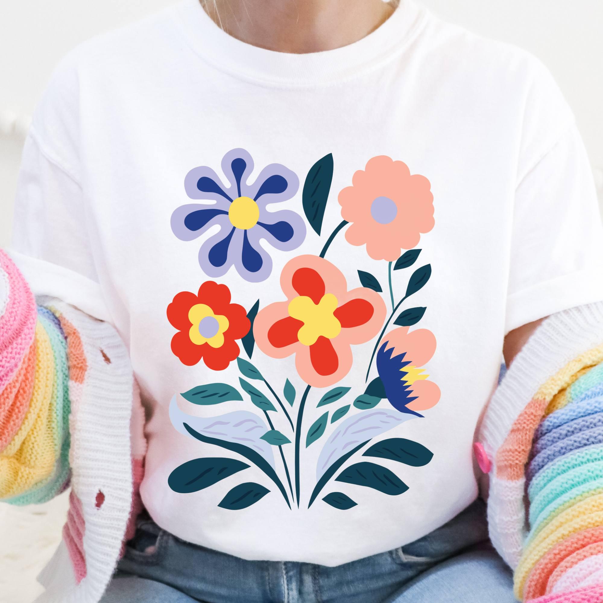 flower market, Garden T-shirt, Mom Gift, Gift for Her, 70s Flower Power Shirt, Floral T-shirt,