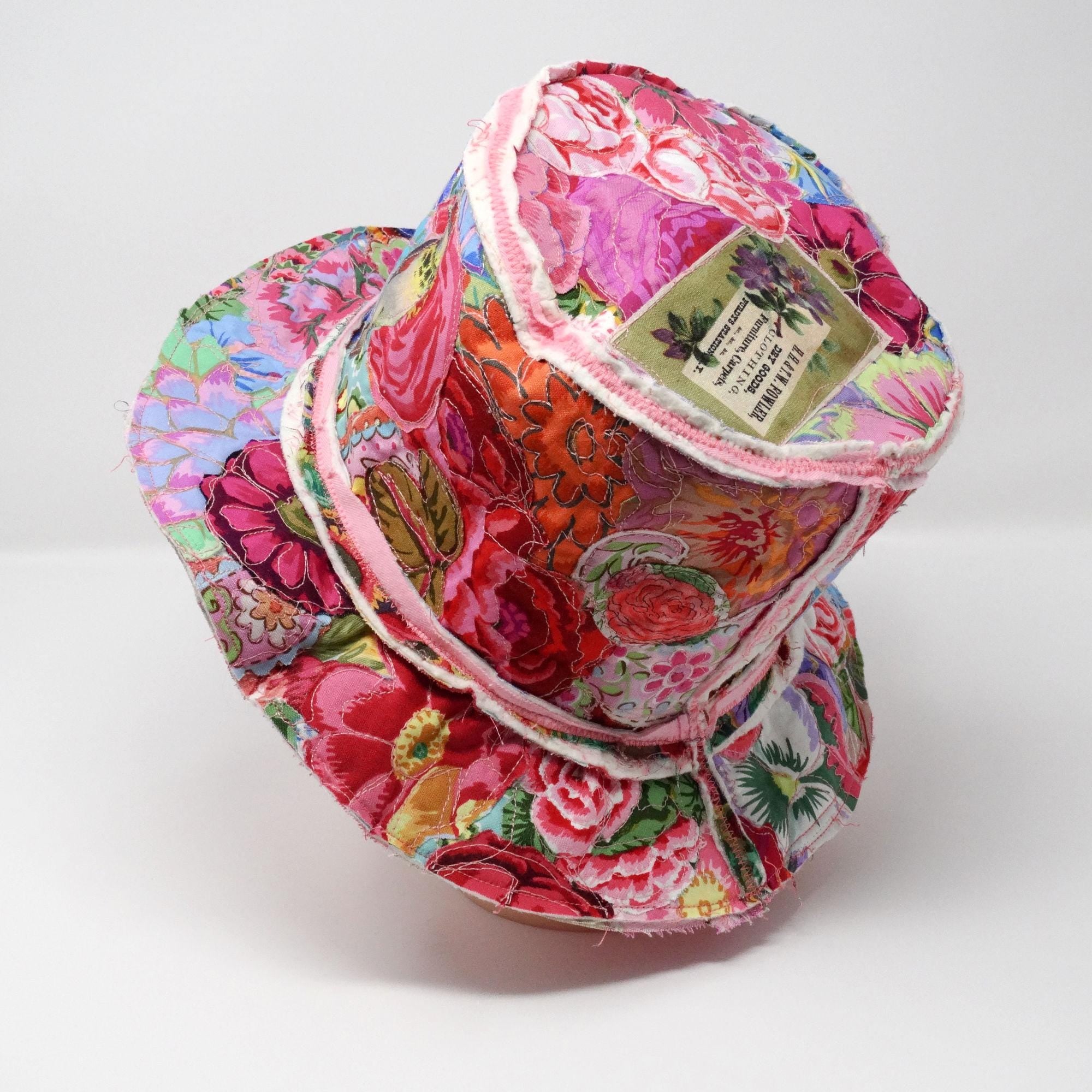 Funky Collage Hat, Festival Hat, Shabby Chic Crazy Hat, Crazy Hat Lady, Handmade Cotton Hat, Quilted Hat, Gift For Women, Sun Hat
