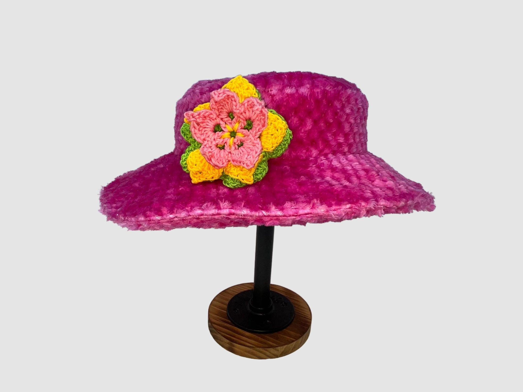 Hot Pink Fuzzy Hat, Elsebeth Style Hat, High Tea Hat, Girls Night Out Hat, Handmade Upcycled Hat,