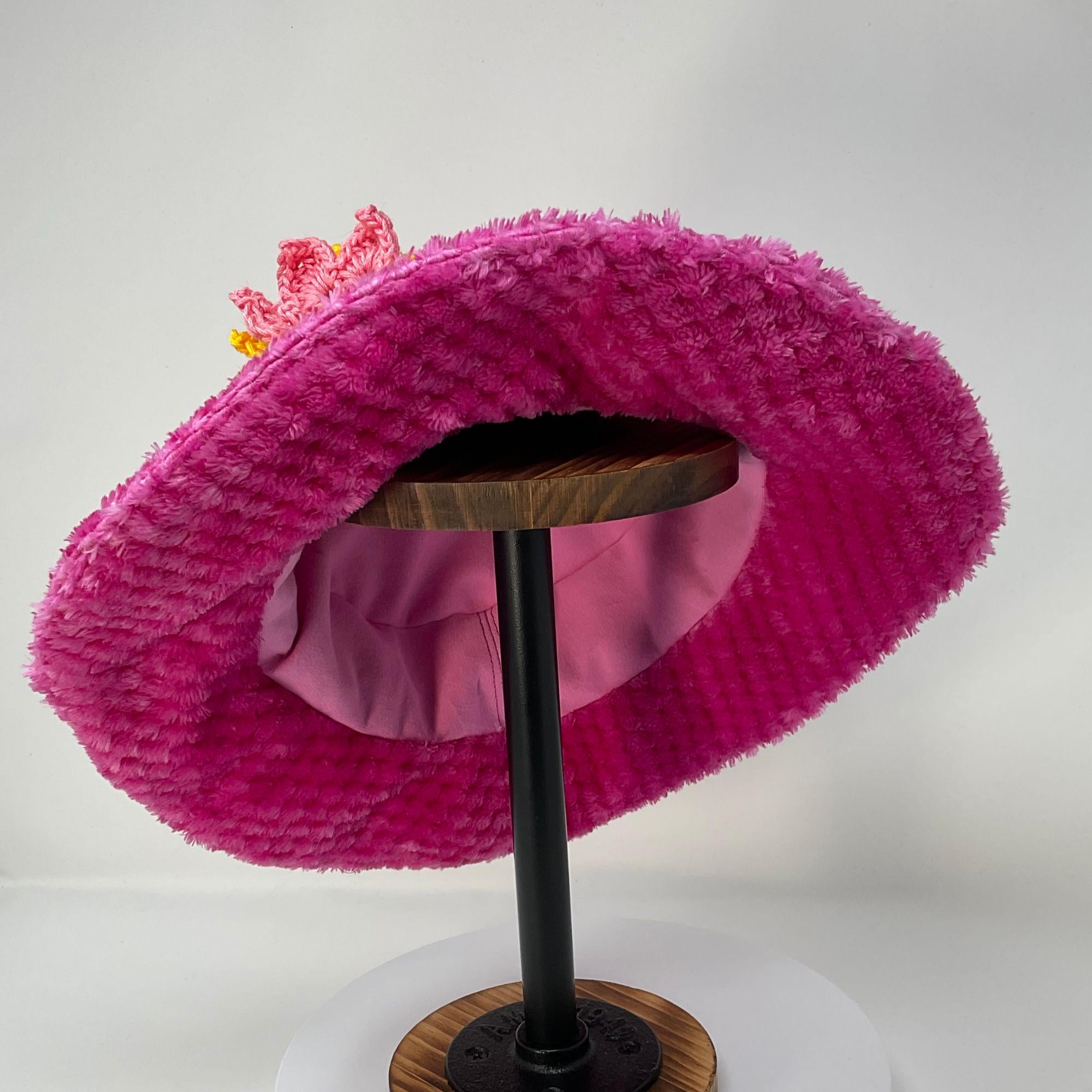 Hot Pink Fuzzy Hat, Elsebeth Style Hat, High Tea Hat, Girls Night Out Hat, Handmade Upcycled Hat,