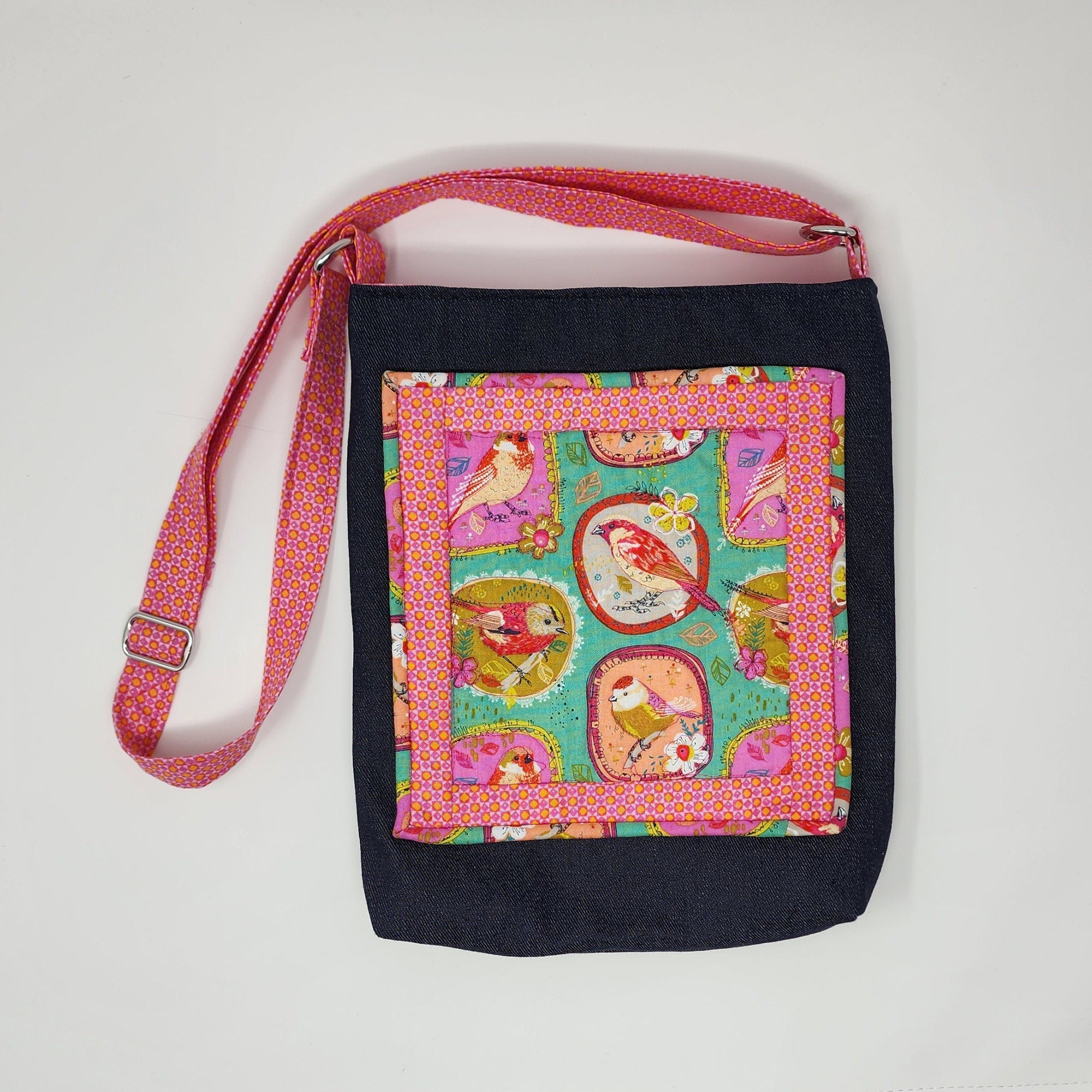 Colorful Bird Purse Crossbody Bag Small Handmade Bag Fabric Shoulder Bag Hippy Bag Small Fabric Handbag Gift for Friend