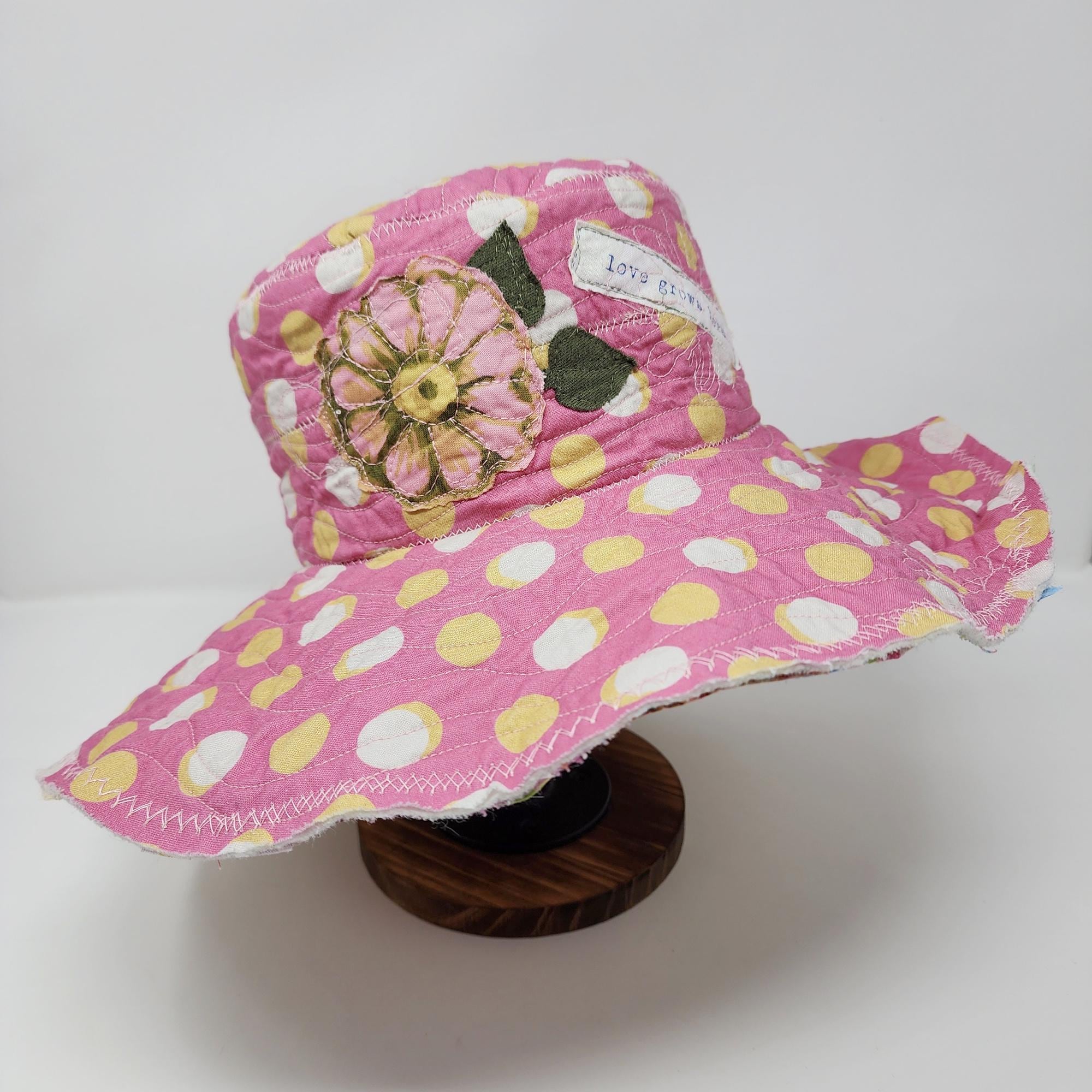 Funky Reversible Hat, Festival Hat, Shabby Chic Crazy Hat, Crazy Hat Lady, Handmade Cotton Hat, Quilted Hat, Gift For Women, Sun Hat