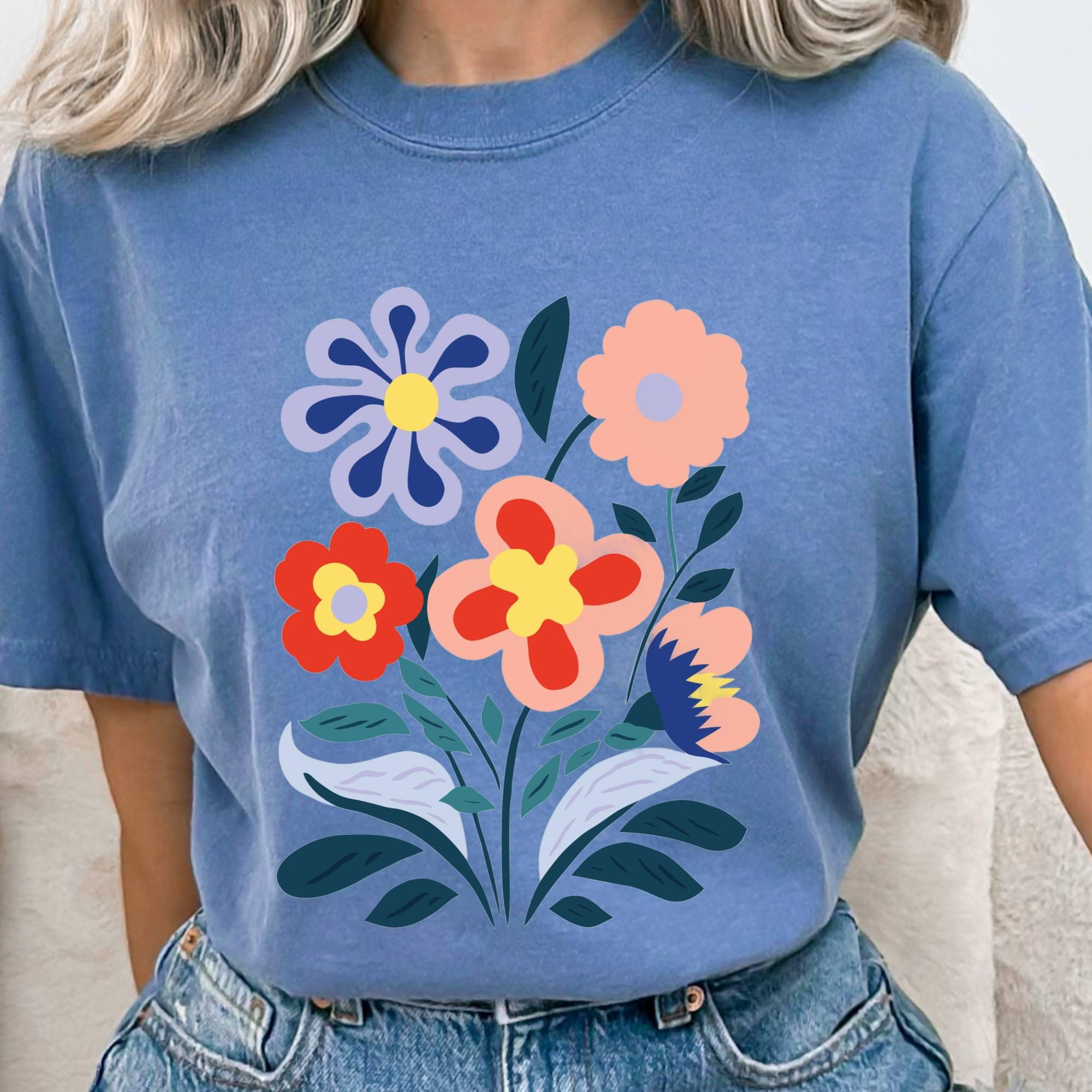 flower market, Garden T-shirt, Mom Gift, Gift for Her, 70s Flower Power Shirt, Floral T-shirt,