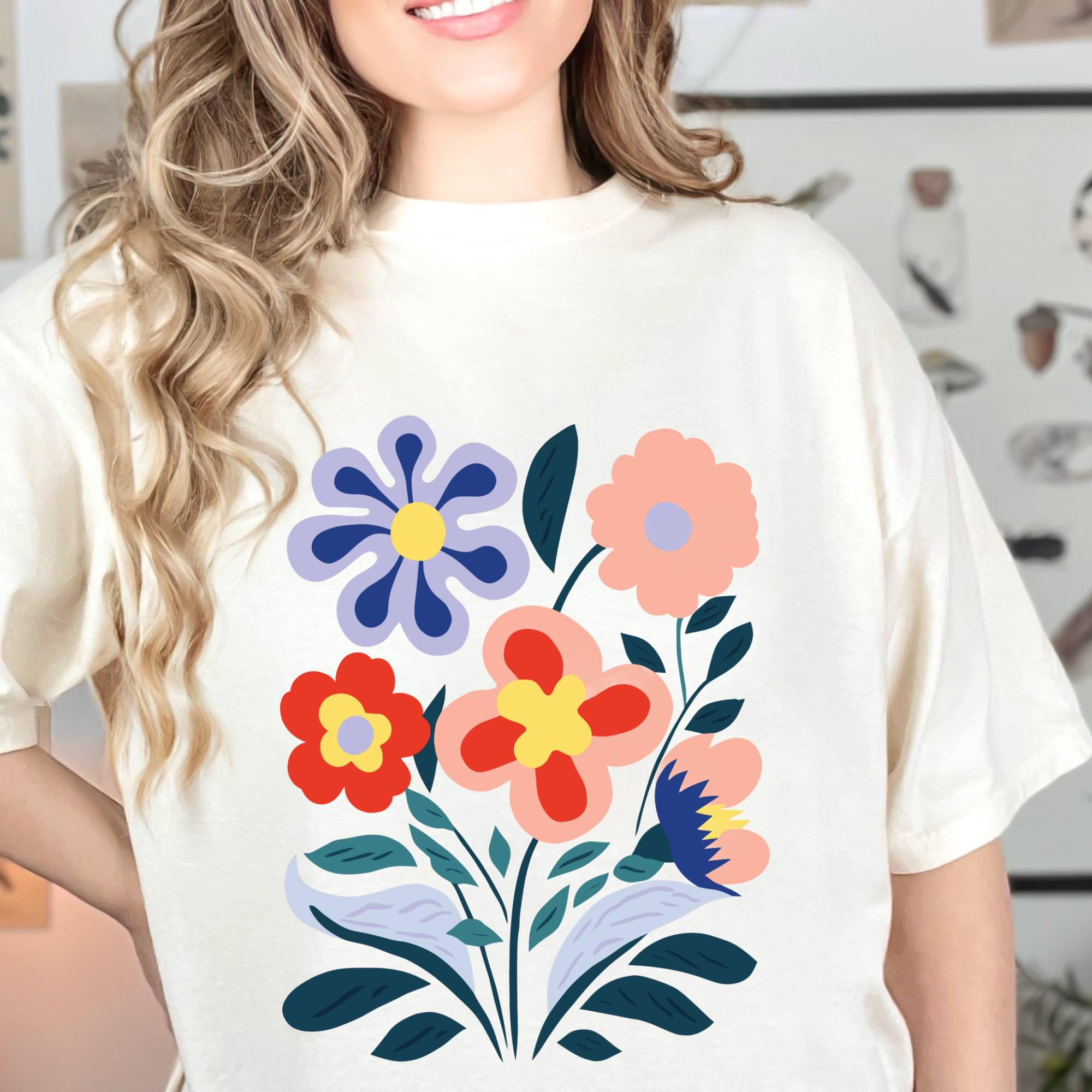 flower market, Garden T-shirt, Mom Gift, Gift for Her, 70s Flower Power Shirt, Floral T-shirt,