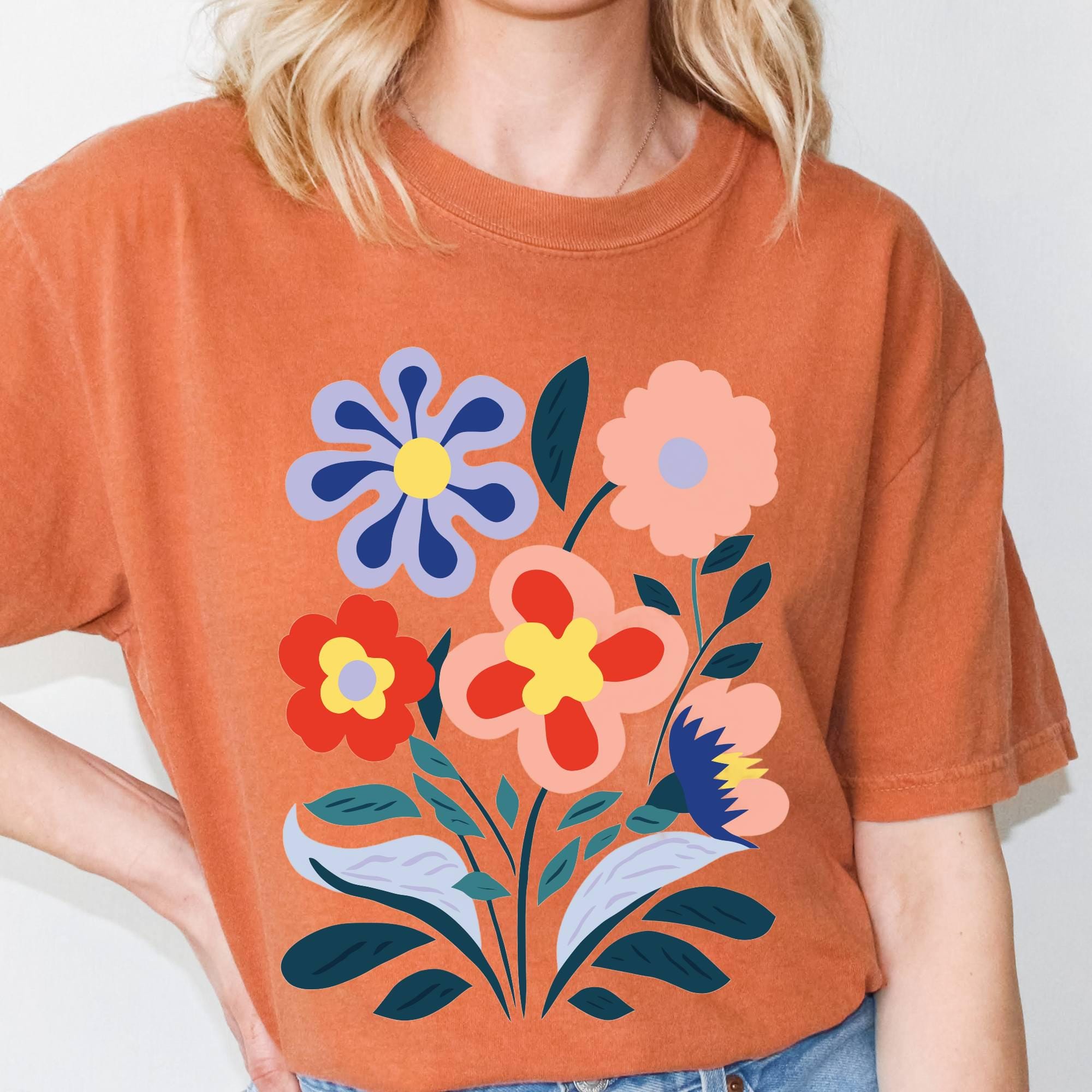flower market, Garden T-shirt, Mom Gift, Gift for Her, 70s Flower Power Shirt, Floral T-shirt,