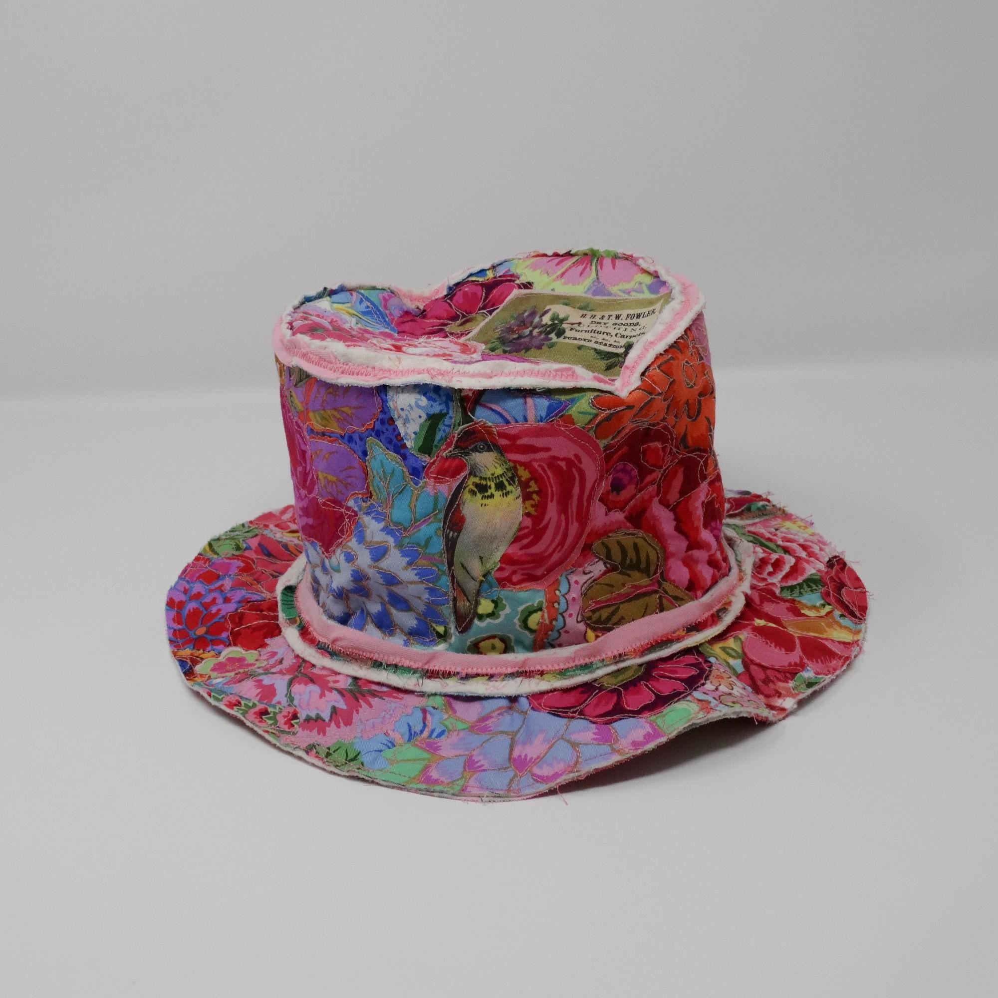 Funky Collage Hat, Festival Hat, Shabby Chic Crazy Hat, Crazy Hat Lady, Handmade Cotton Hat, Quilted Hat, Gift For Women, Sun Hat