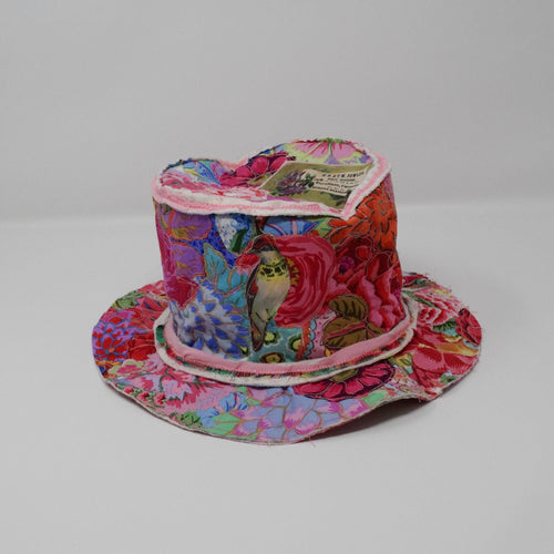 Funky Collage Hat, Festival Hat, Shabby Chic Crazy Hat, Crazy Hat Lady, Handmade Cotton Hat, Quilted Hat, Gift For Women, Sun Hat