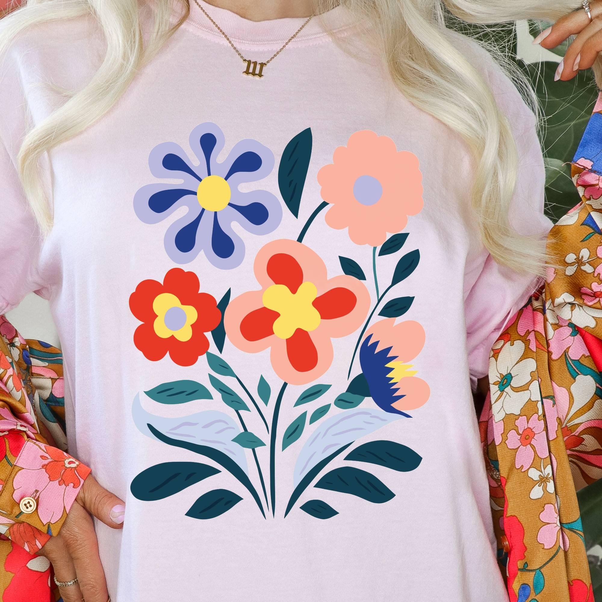 flower market, Garden T-shirt, Mom Gift, Gift for Her, 70s Flower Power Shirt, Floral T-shirt,