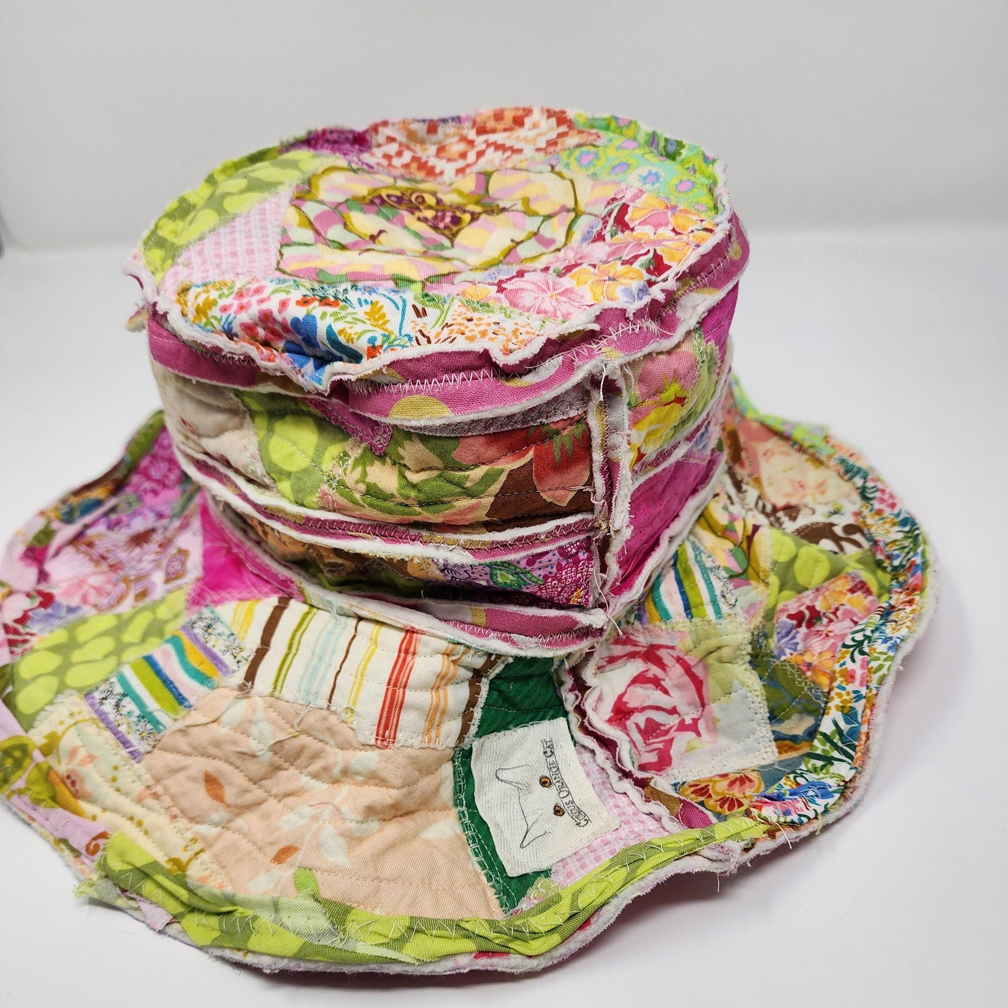 Funky Reversible Hat, Festival Hat, Shabby Chic Crazy Hat, Crazy Hat Lady, Handmade Cotton Hat, Quilted Hat, Gift For Women, Sun Hat