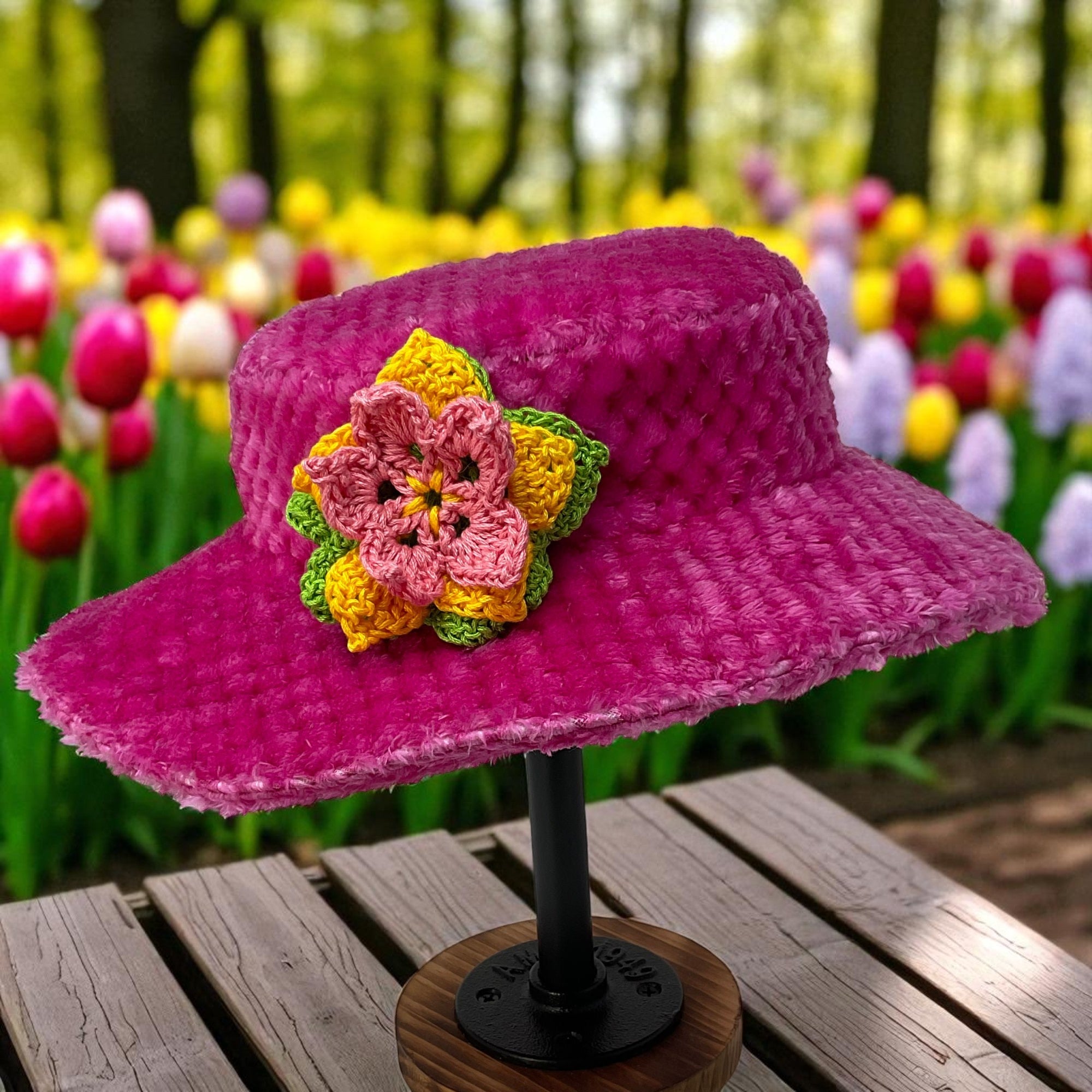 Hot Pink Fuzzy Hat, Elsebeth Style Hat, High Tea Hat, Girls Night Out Hat, Handmade Upcycled Hat,