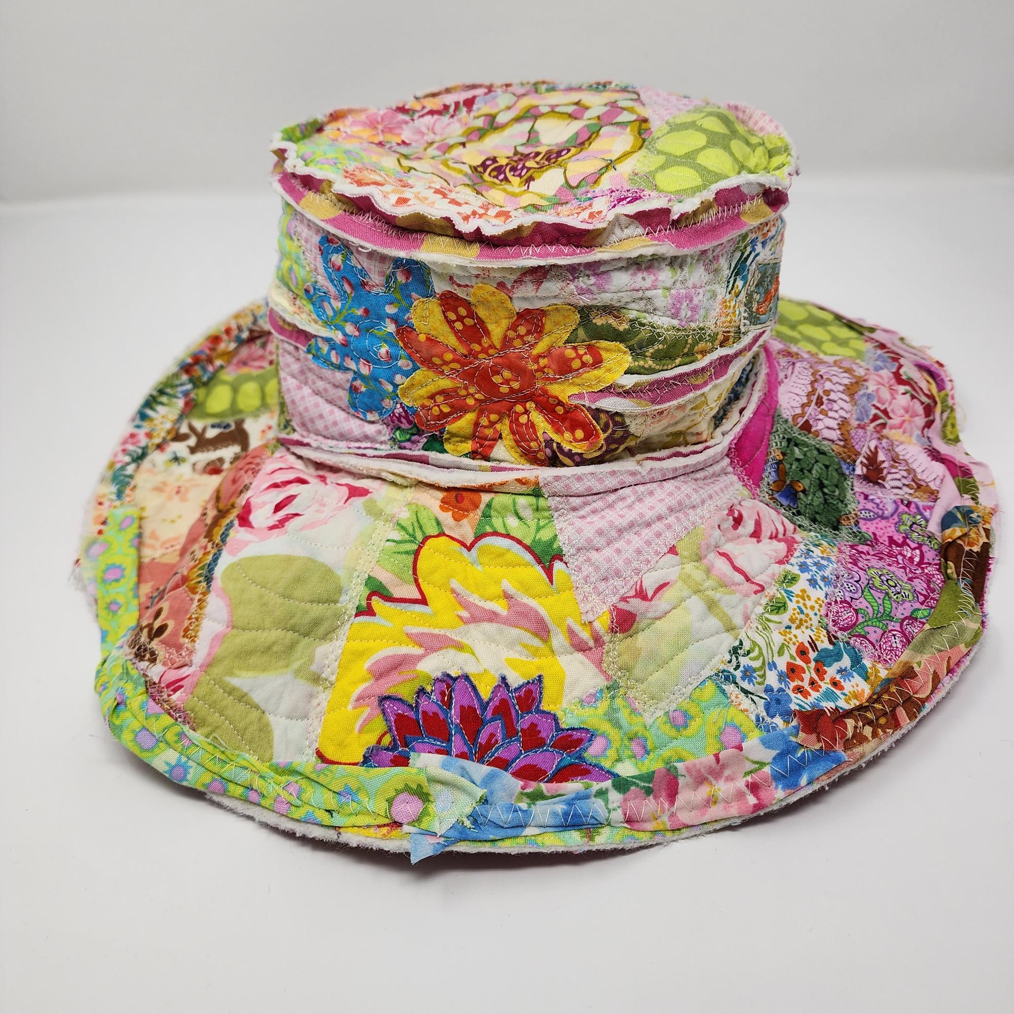 Funky Reversible Hat, Festival Hat, Shabby Chic Crazy Hat, Crazy Hat Lady, Handmade Cotton Hat, Quilted Hat, Gift For Women, Sun Hat